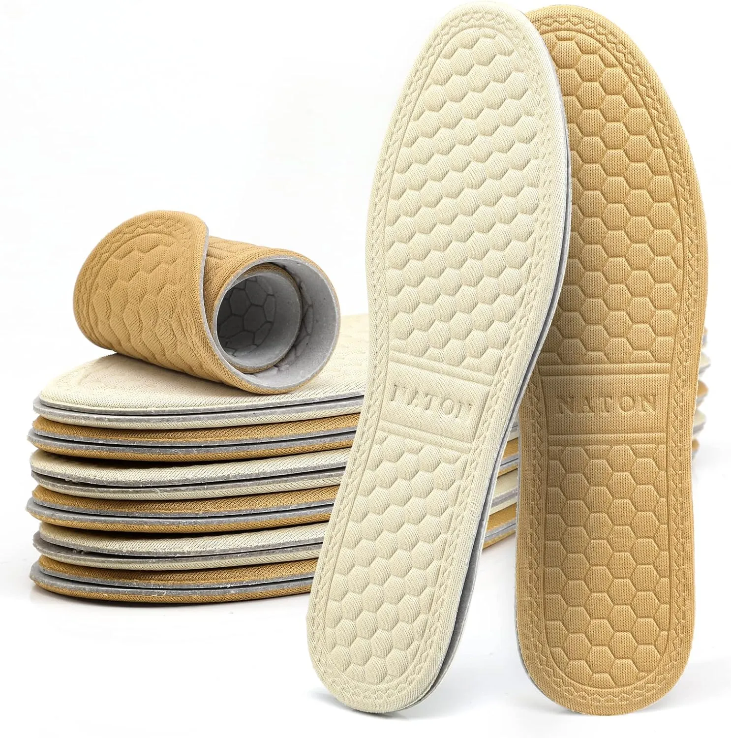 6 Pairs Breathable Insoles, Thin Soft Cushioning Replacement Insole, Comfortable Cotton Double Layer Foam Insoles, Absorb-Sweat Shoe Insert for Men and Women
