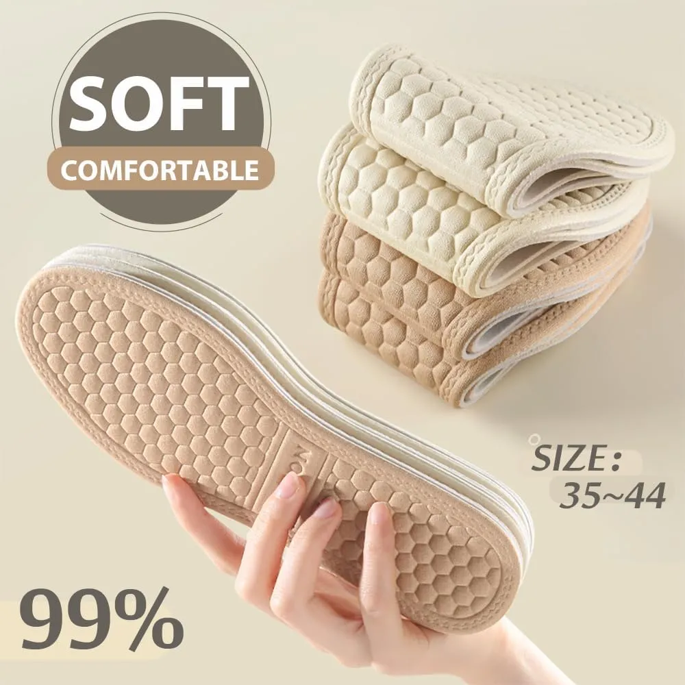 6 Pairs Breathable Insoles, Thin Soft Cushioning Replacement Insole, Comfortable Cotton Double Layer Foam Insoles, Absorb-Sweat Shoe Insert for Men and Women