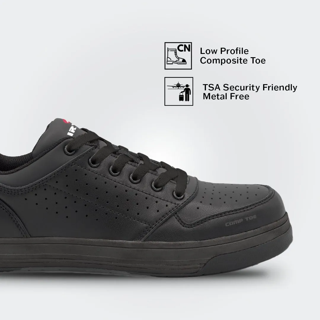 Airwalk Arena Low Top Composite Toe Men’s Industrial Work Shoes, Black/Black, Size 8.5, Wide, Comfortable & Light Work Shoes for Men, Electric Hazard, Slip Resistant