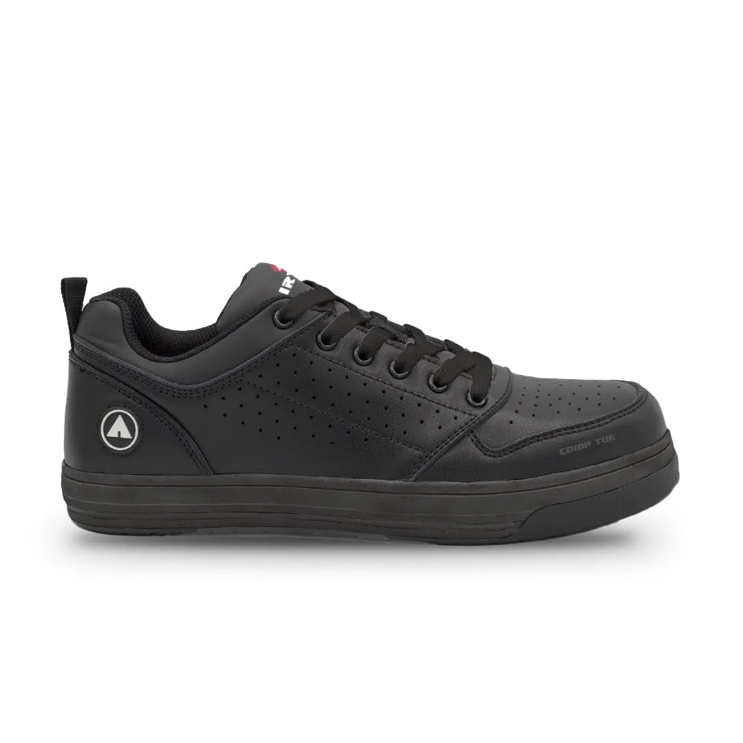 Airwalk Arena Low Top Composite Toe Men’s Industrial Work Shoes, Black/Black, Size 8.5, Wide, Comfortable & Light Work Shoes for Men, Electric Hazard, Slip Resistant