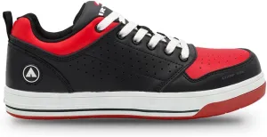 Airwalk Arena Low Top Composite Toe Men’s Industrial Work Shoes, Black/Red, Size 10, Wide, Comfortable & Light Work Shoes for Men, Electric Hazard, Slip Resistant