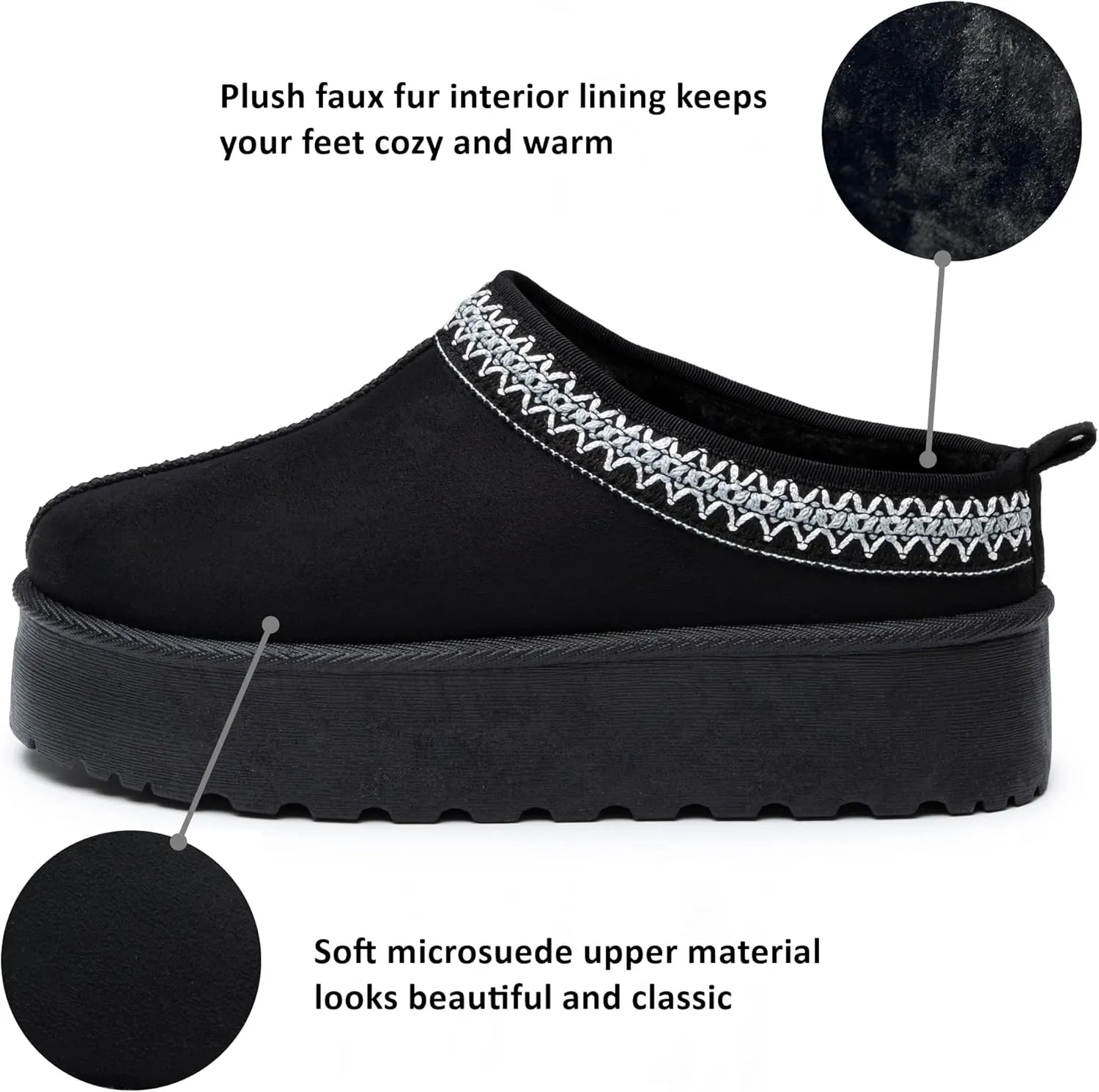 Alpine Swiss Emily Womens Platform Slippers Faux Fur Warm Slip On Clog Shoes Short Ankle Boots