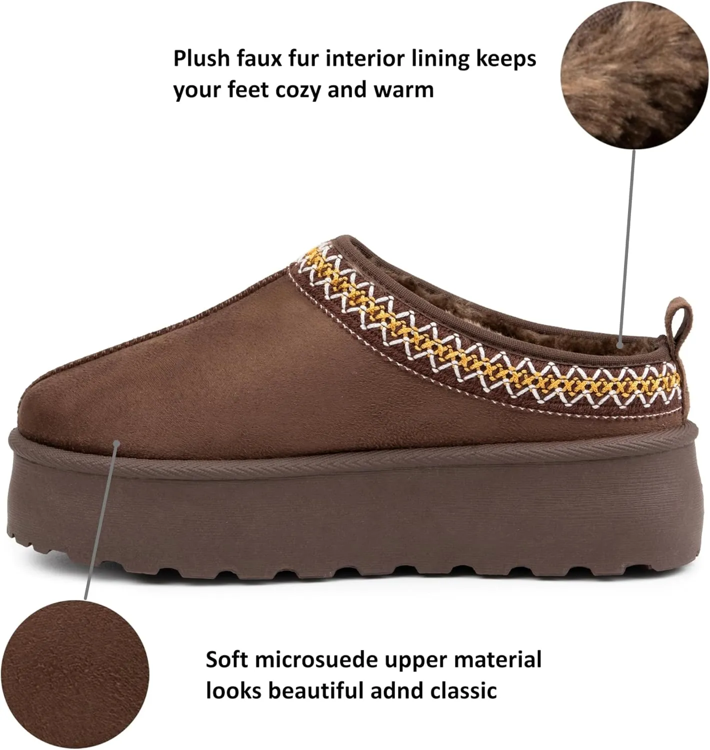 Alpine Swiss Emily Womens Platform Slippers Faux Fur Warm Slip On Clog Shoes Short Ankle Boots