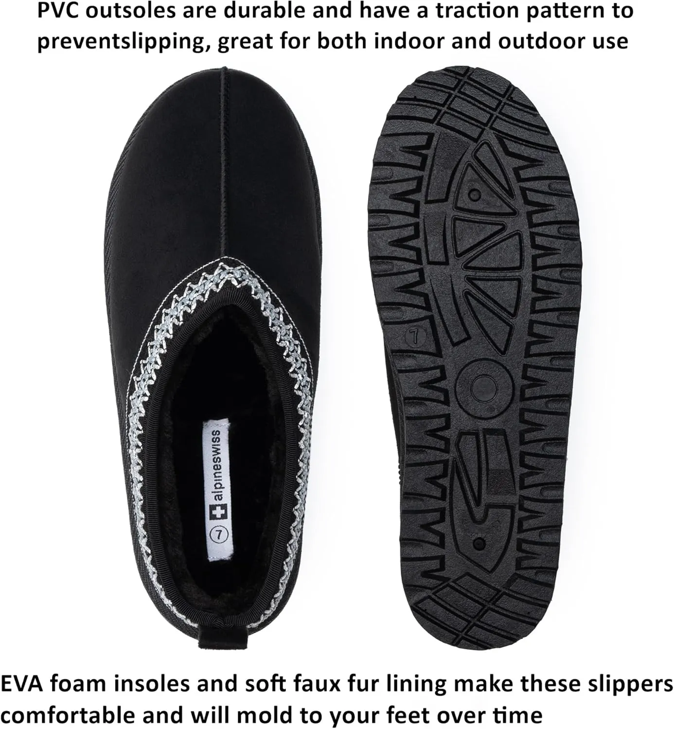 Alpine Swiss Emily Womens Platform Slippers Faux Fur Warm Slip On Clog Shoes Short Ankle Boots