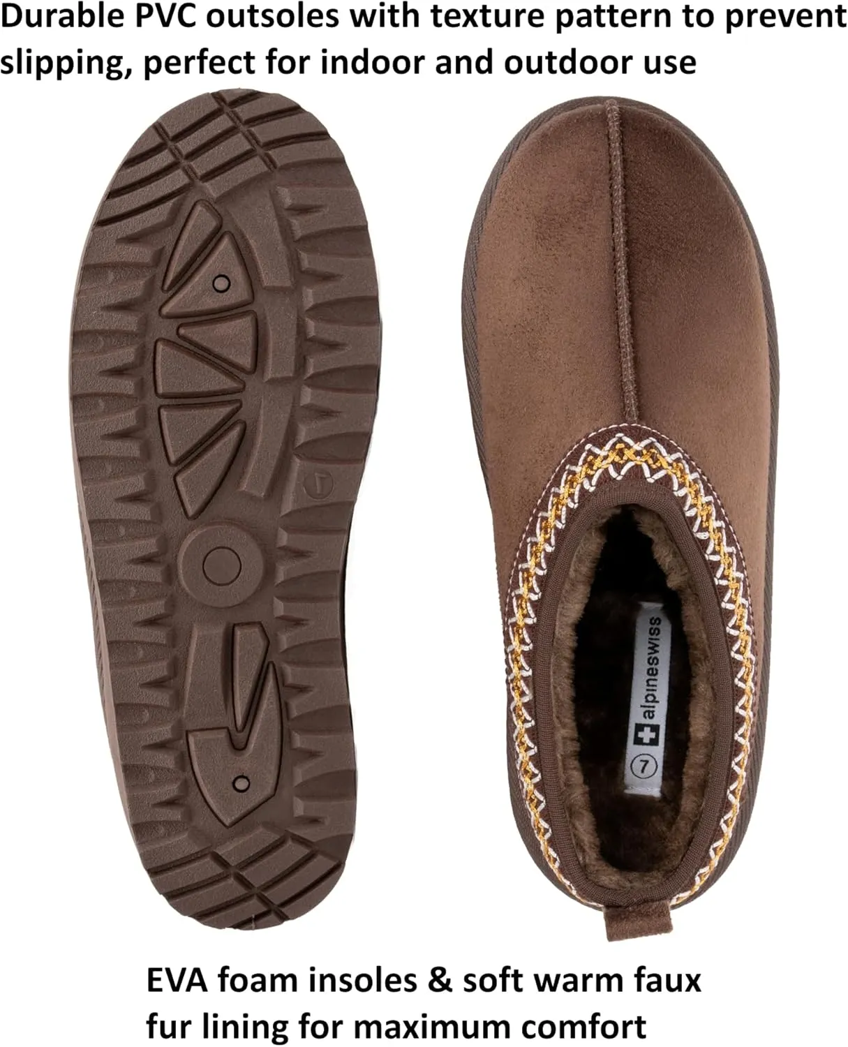 Alpine Swiss Emily Womens Platform Slippers Faux Fur Warm Slip On Clog Shoes Short Ankle Boots