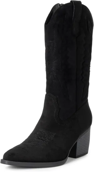 Alpine Swiss Sadie Womens Cowboy Boots Western Cowgirl Boots Mid Calf Chunky Block High Heel Booties