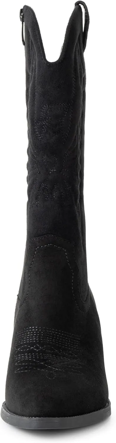 Alpine Swiss Sadie Womens Cowboy Boots Western Cowgirl Boots Mid Calf Chunky Block High Heel Booties