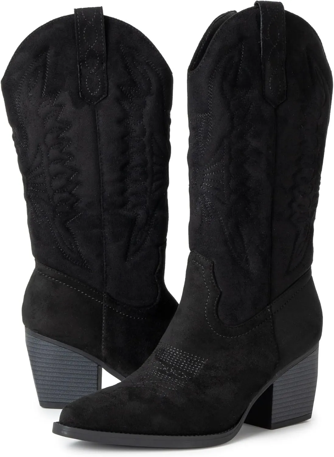 Alpine Swiss Sadie Womens Cowboy Boots Western Cowgirl Boots Mid Calf Chunky Block High Heel Booties