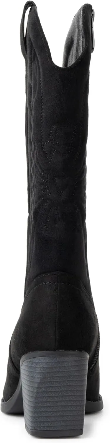 Alpine Swiss Sadie Womens Cowboy Boots Western Cowgirl Boots Mid Calf Chunky Block High Heel Booties