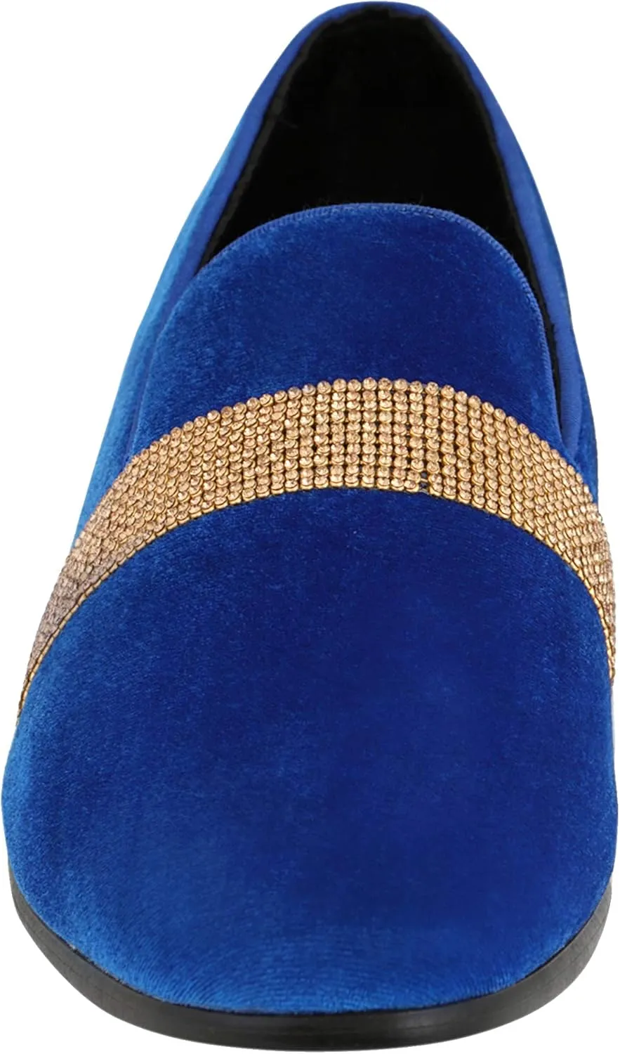 Amali The Original Men's Velvet Smoking Slipper with Rhinestone Embellished Strap Dress Shoe, Style Monarch