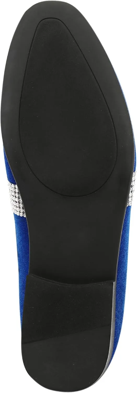 Amali The Original Men's Velvet Smoking Slipper with Rhinestone Embellished Strap Dress Shoe, Style Monarch