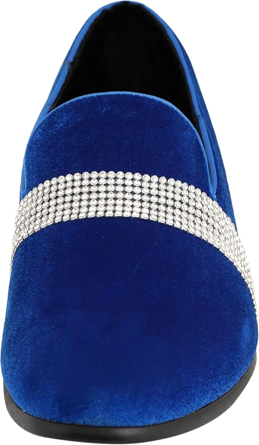 Amali The Original Men's Velvet Smoking Slipper with Rhinestone Embellished Strap Dress Shoe, Style Monarch
