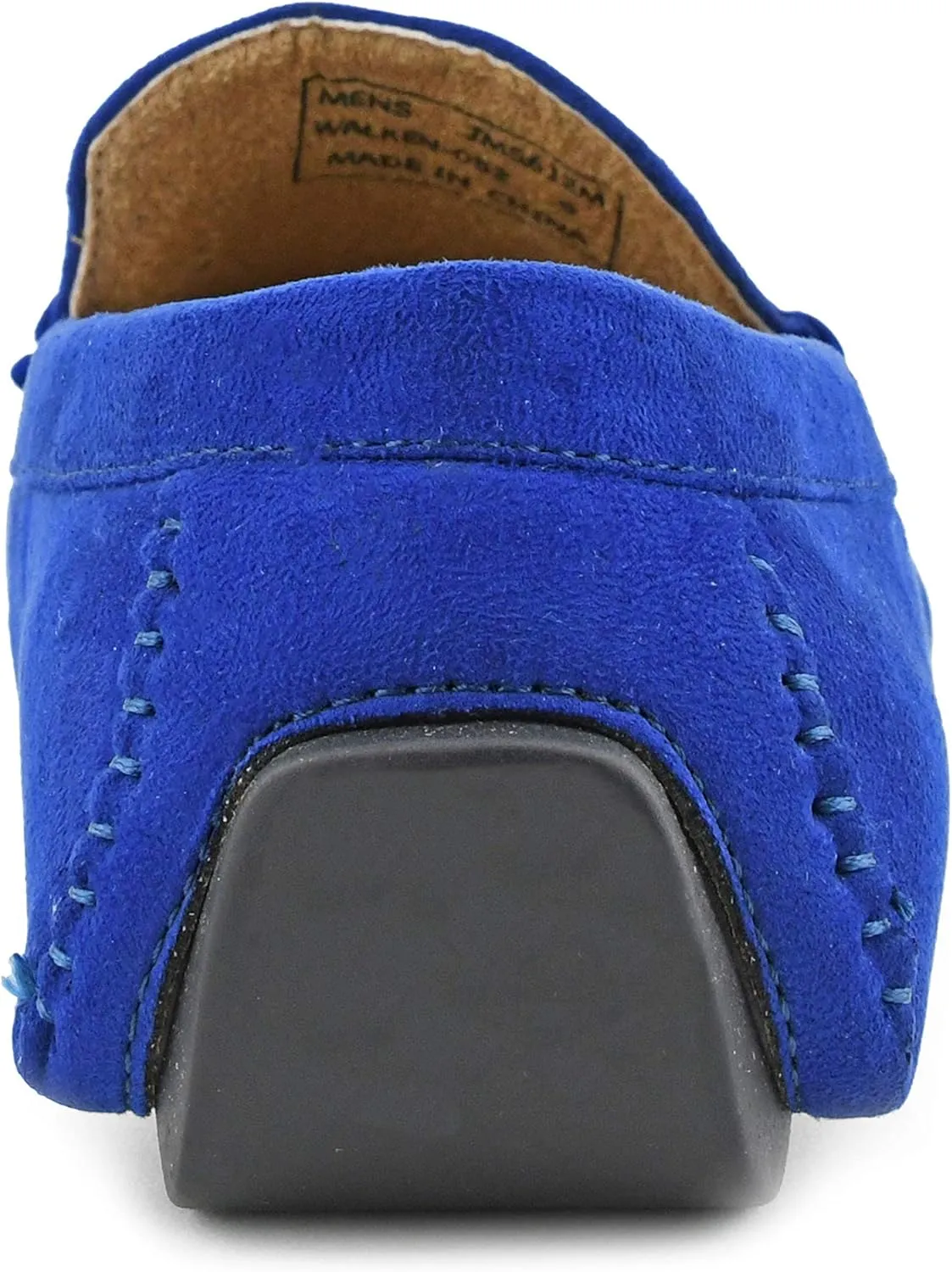 Amali Walken Men's Casual Slip-On Loafers, Driving Moccasin Shoes for Men with Silver Buckle, Available in Plush Microfiber and PU Leather