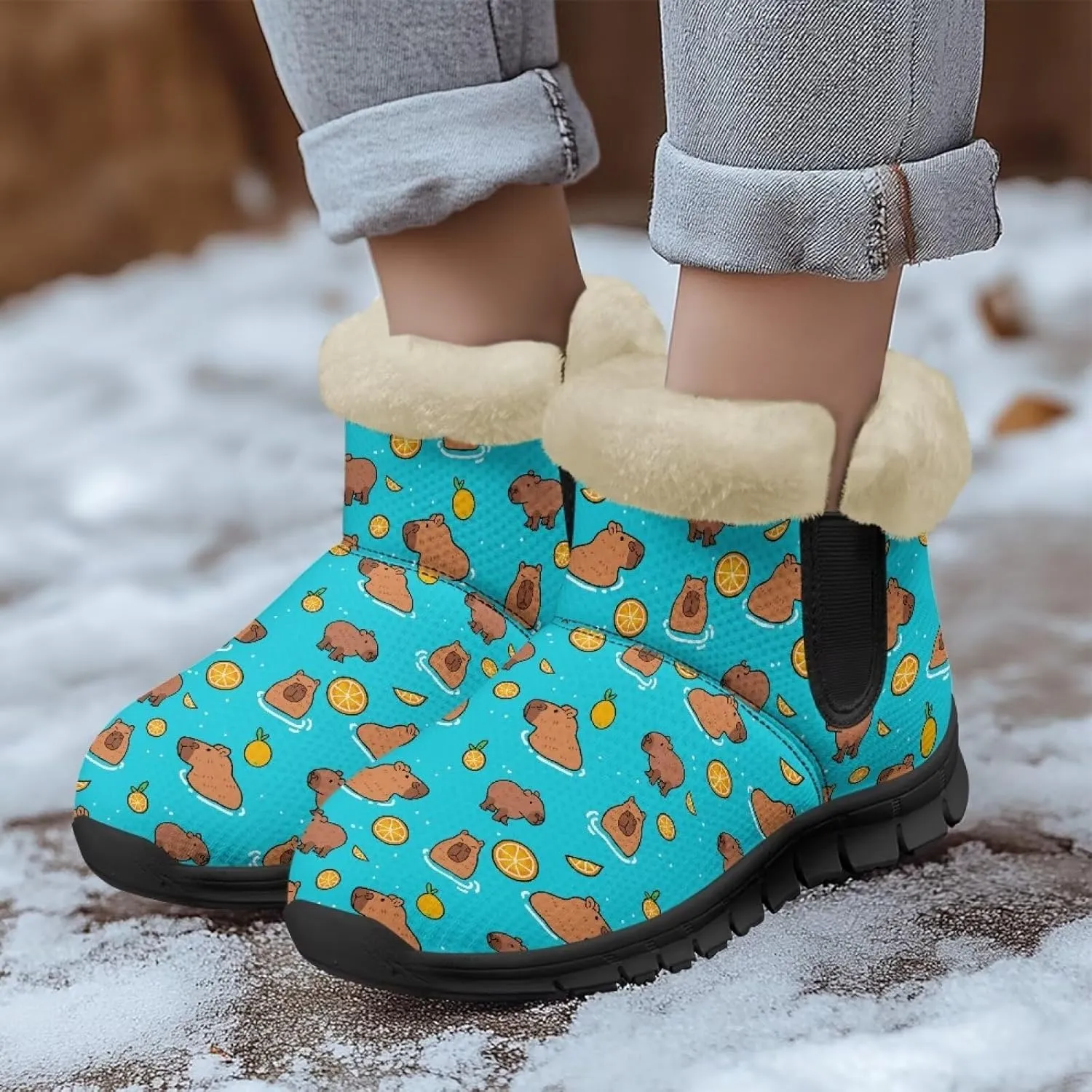 Ankle Boots for Women Waterproof Insulated Warm Fur Lined Snow Boot Winter Outdoor Anti-Slip Lightweight Walking Hiking Booties Shoes