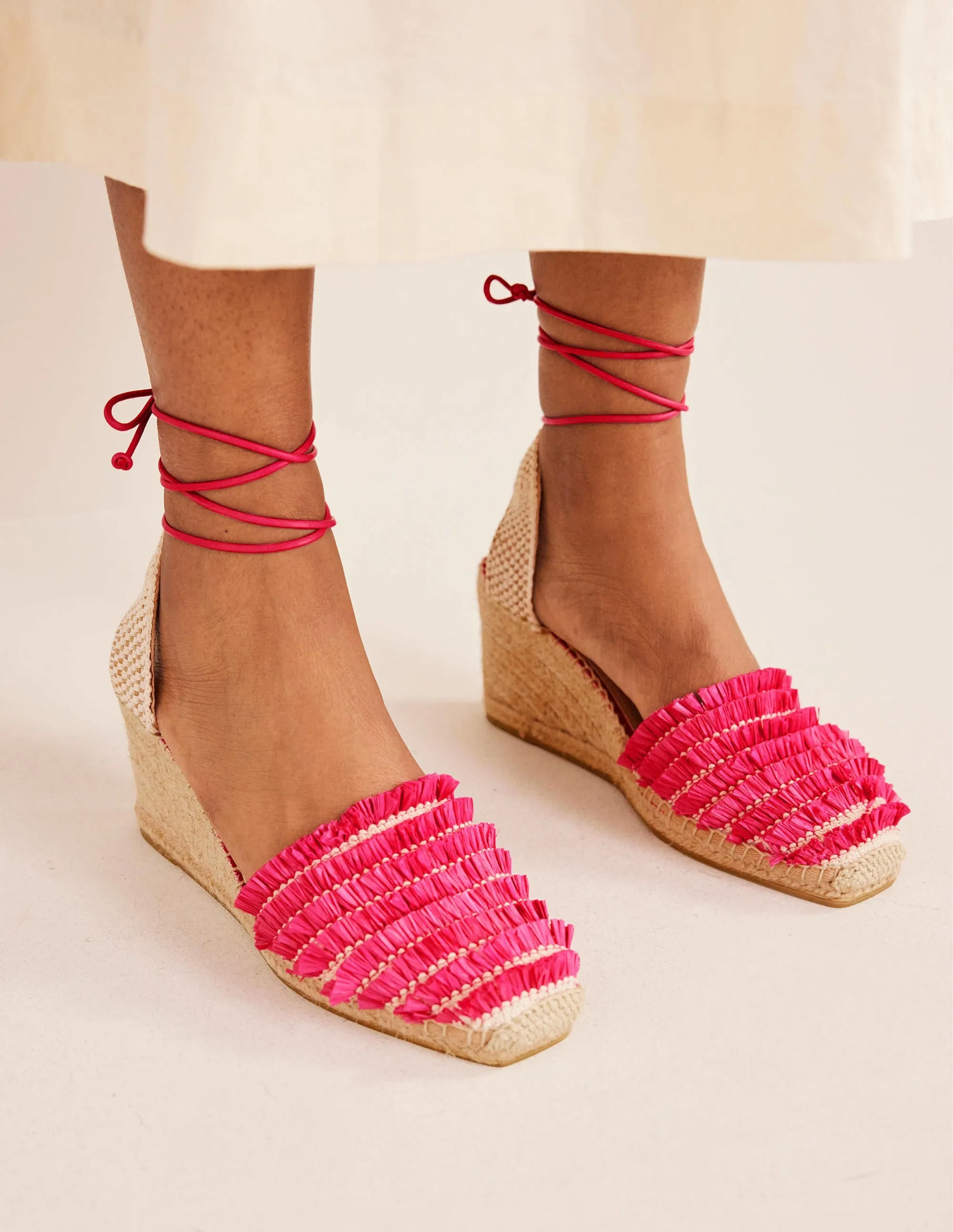 Ankle Tie Wedge Espadrille-Festival Pink