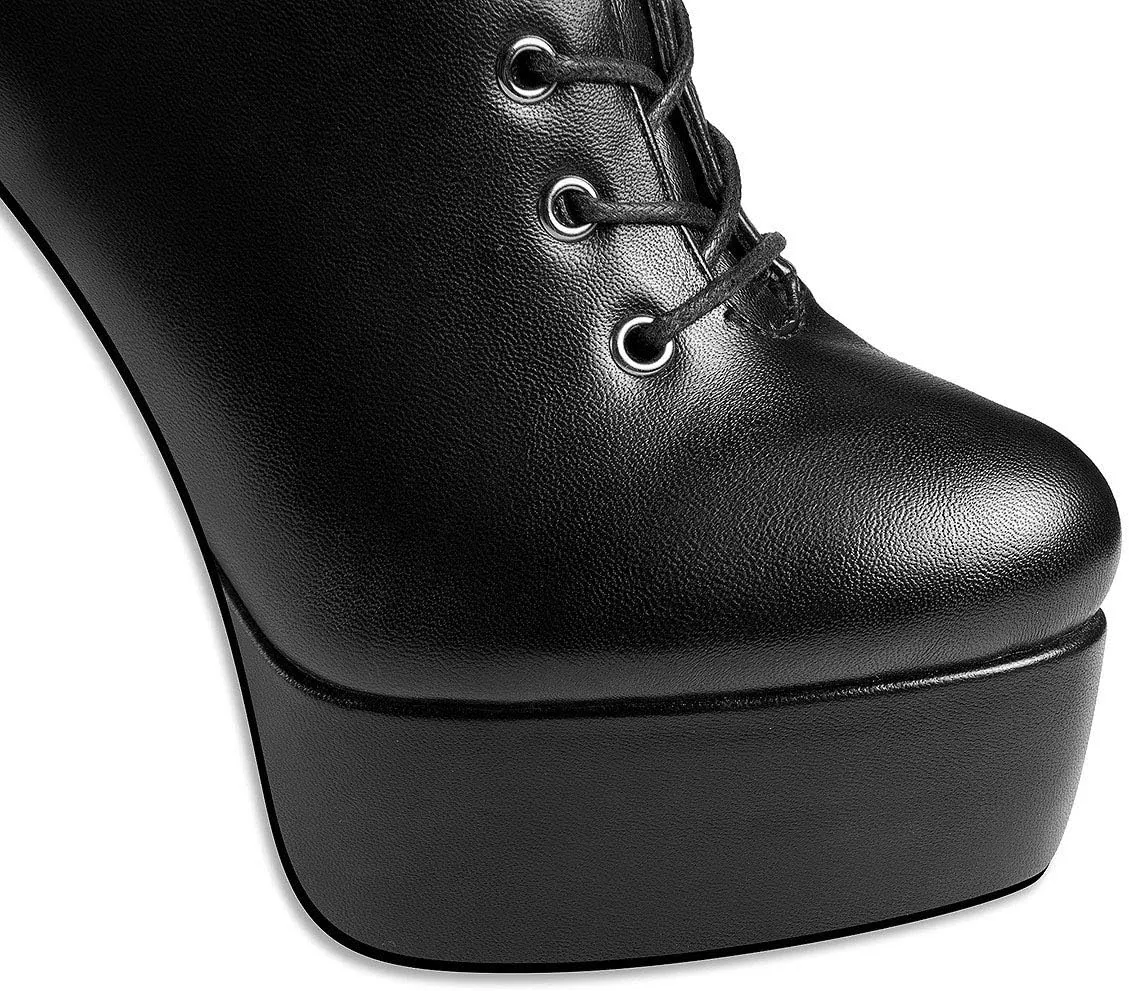ANN CREEK Women's 'Niwen' Knee High Sexy Fashion Ultra High Stiletto Heels Platform Lace Up Boots
