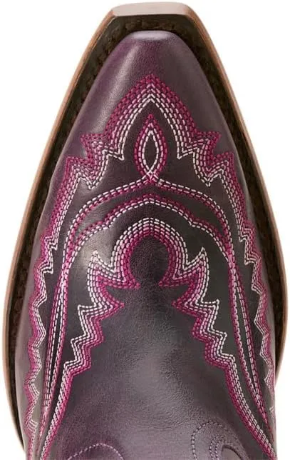 ARIAT Womens Casanova Tall Embroidered Snip Toe Zippered Casual Boots Knee High Mid Heel 2-3" - Purple