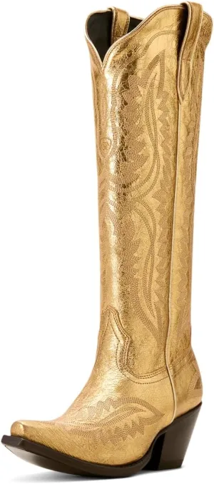 ARIAT Womens Casanova Tall Embroidered Snip Toe Zippered Casual Boots Knee High Mid Heel 2-3" - Purple