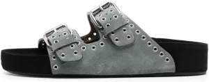 Arqa Eyelet-embellished Flatform Sandals for Women Open Toe Two Buckle Strap Platform Slides Summer Raffia Slip On Sandal