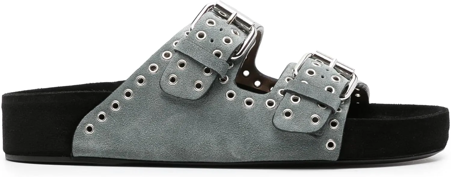 Arqa Eyelet-embellished Flatform Sandals for Women Open Toe Two Buckle Strap Platform Slides Summer Raffia Slip On Sandal