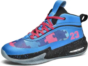 ASHION Boys Girls Shoes Sneakers Kids Shoes Boy's Basketball Shoes for Kids Basketball Shoes Tennis Shoes Non-Slip Sneakers(5,A-White)