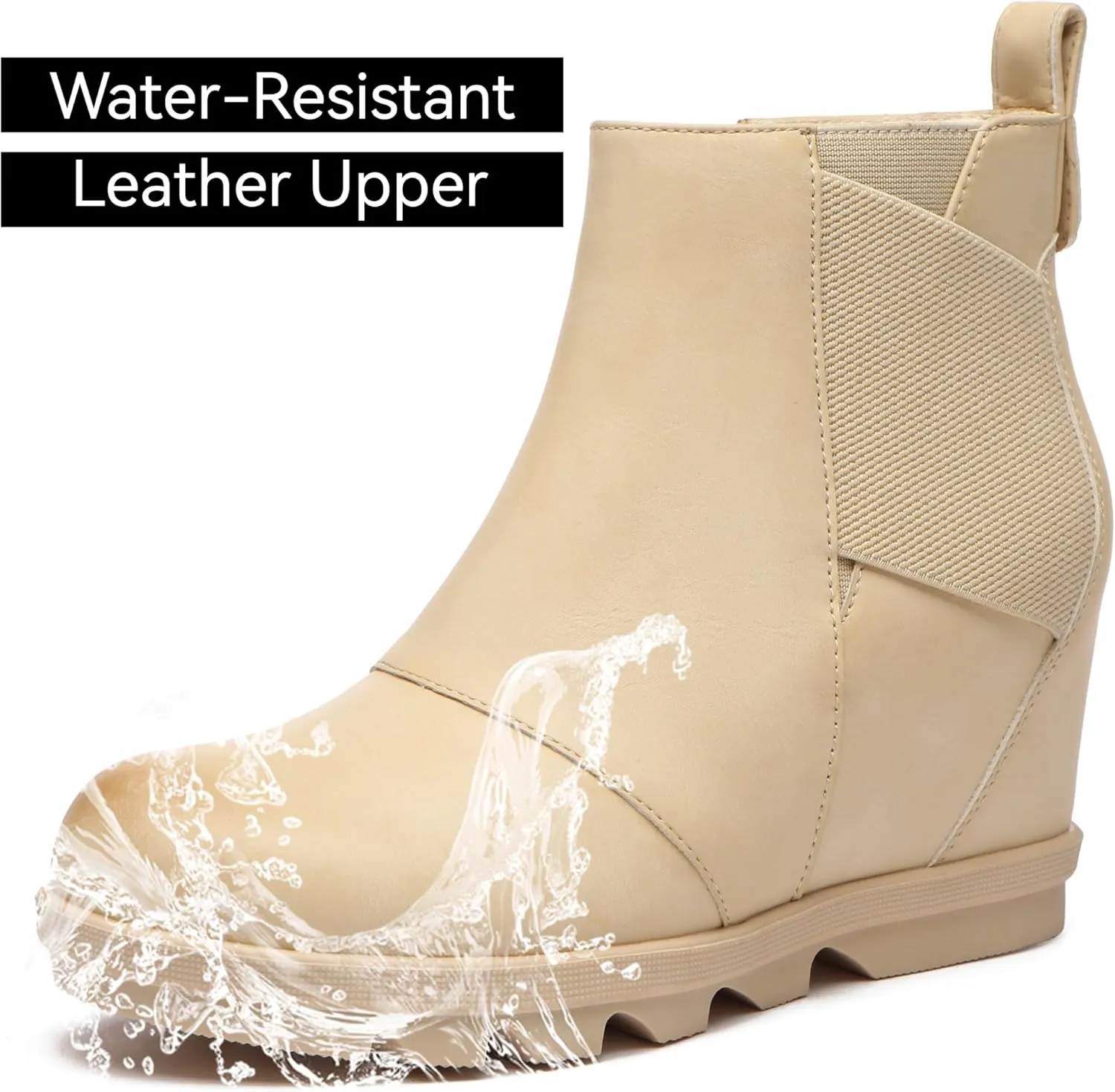 Athlefit Women's Wedge Boots Comfortable Ankle Wedge Booties