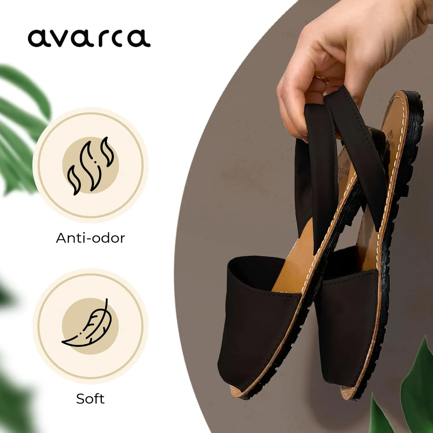 Avarca Leather Flat Sandals for Women - Made in Spain - Peep Toe Womens Sandals, Perfect Beach Essentials - Comfortable Spanish Women's Shoes for Every Occasion, Handmade Slingback Shoes