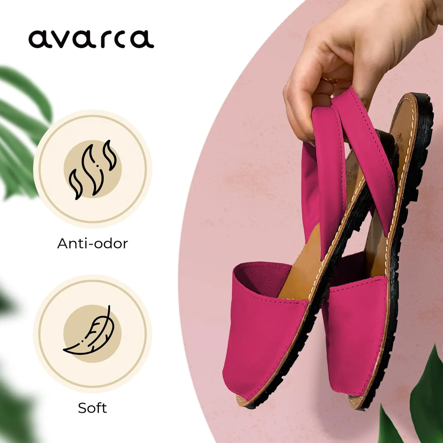 Avarca Leather Flat Sandals for Women - Made in Spain - Peep Toe Womens Sandals, Perfect Beach Essentials - Comfortable Spanish Women's Shoes for Every Occasion, Handmade Slingback Shoes