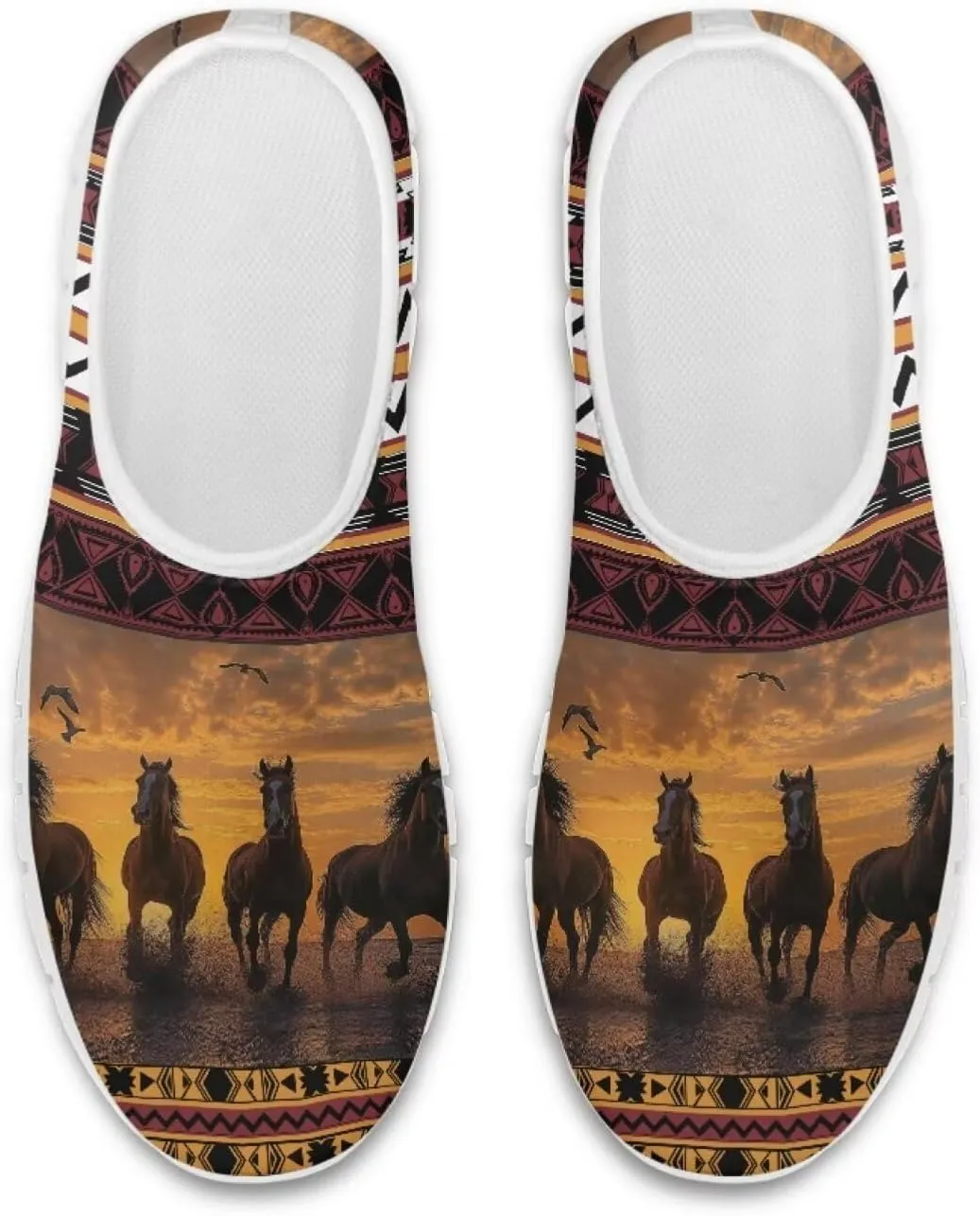Aztec Tribal Print Women's Slip on Shoes Fashion Loafers Mens Walking Sneakers Low Top Casual Shoes Non Slip