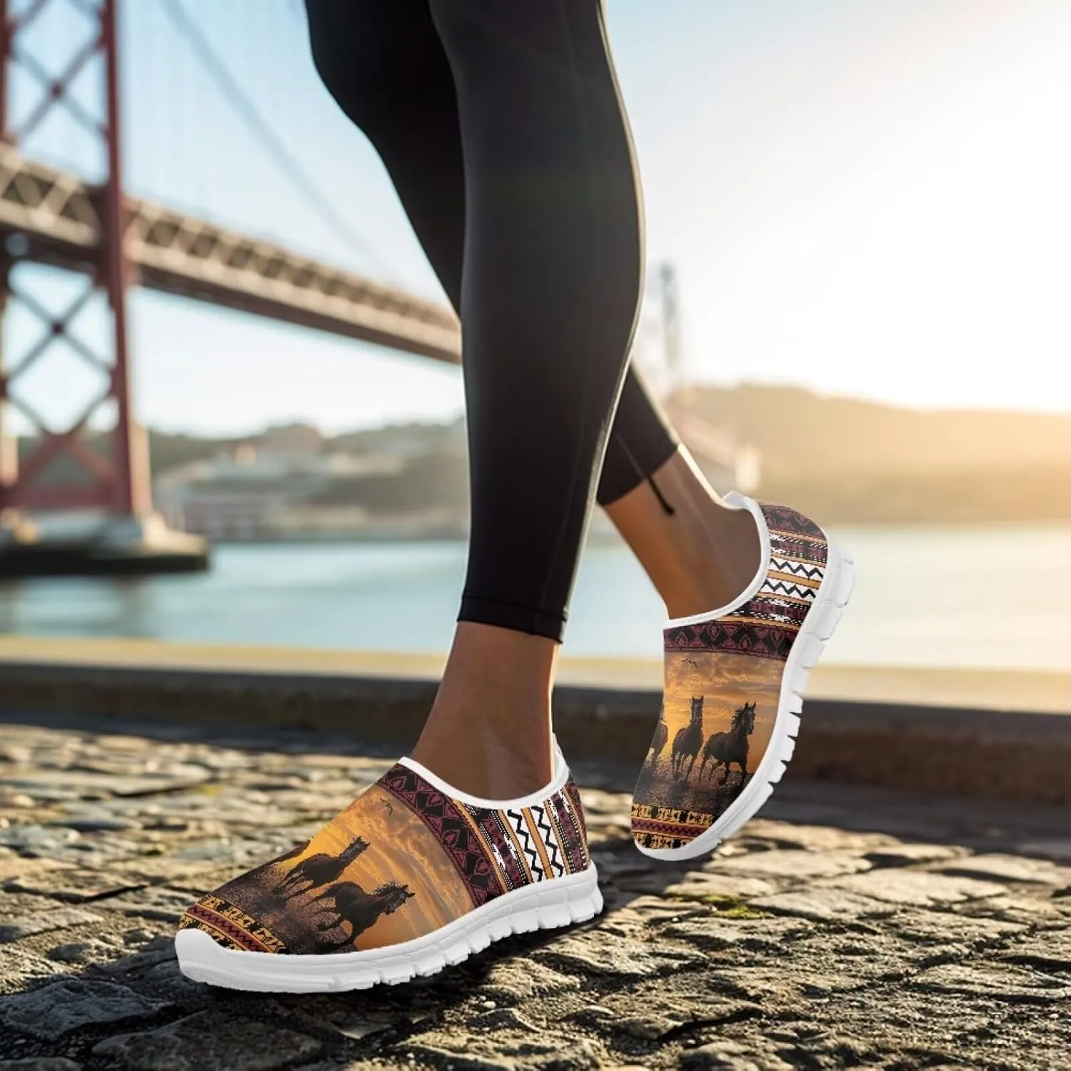 Aztec Tribal Print Women's Slip on Shoes Fashion Loafers Mens Walking Sneakers Low Top Casual Shoes Non Slip