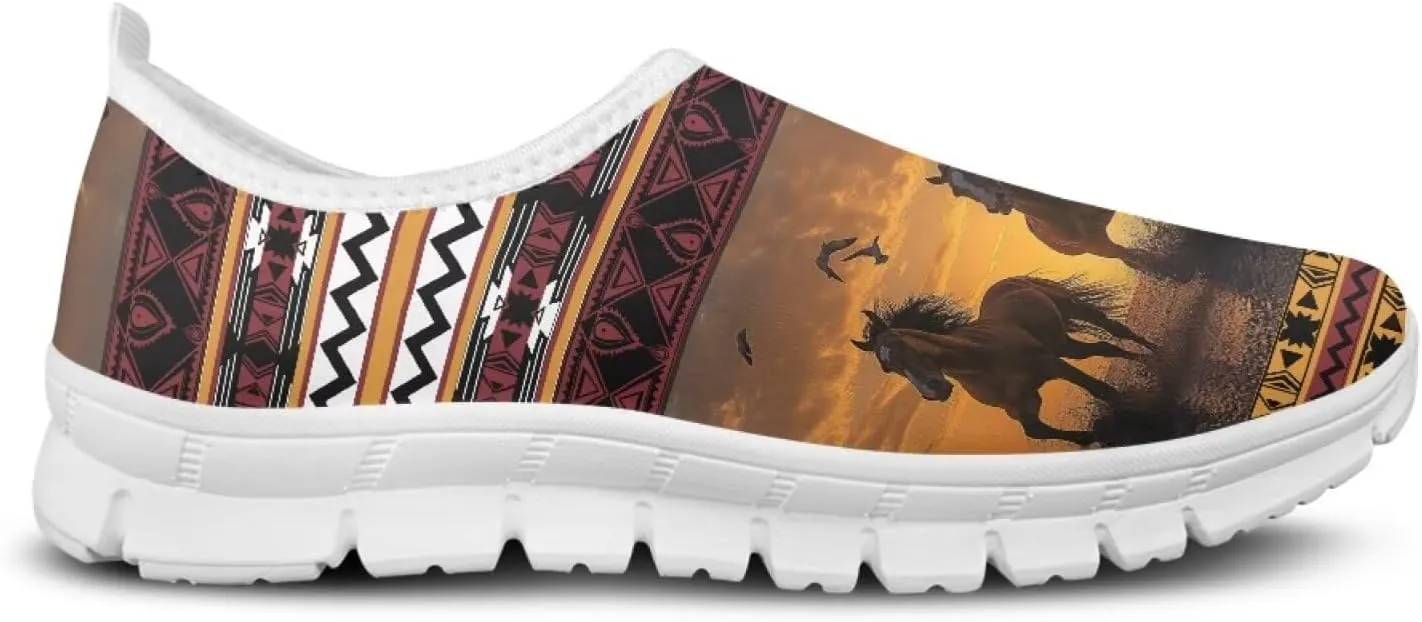 Aztec Tribal Print Women's Slip on Shoes Fashion Loafers Mens Walking Sneakers Low Top Casual Shoes Non Slip
