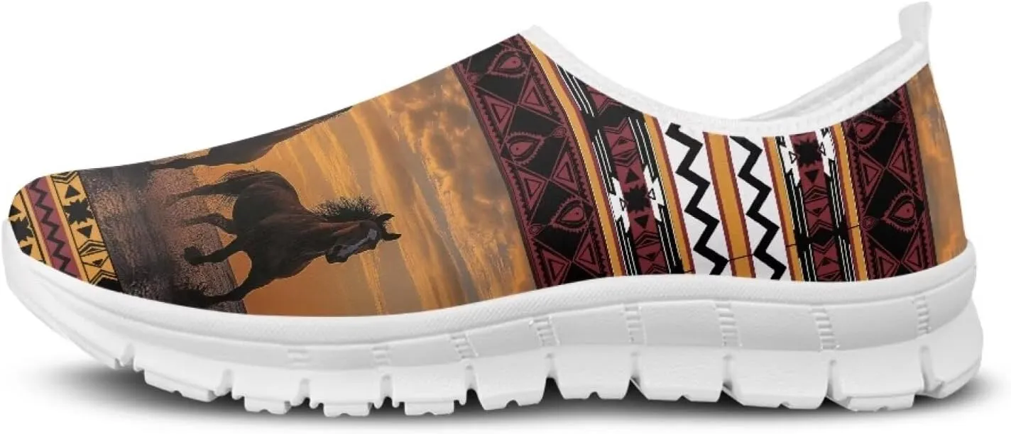 Aztec Tribal Print Women's Slip on Shoes Fashion Loafers Mens Walking Sneakers Low Top Casual Shoes Non Slip