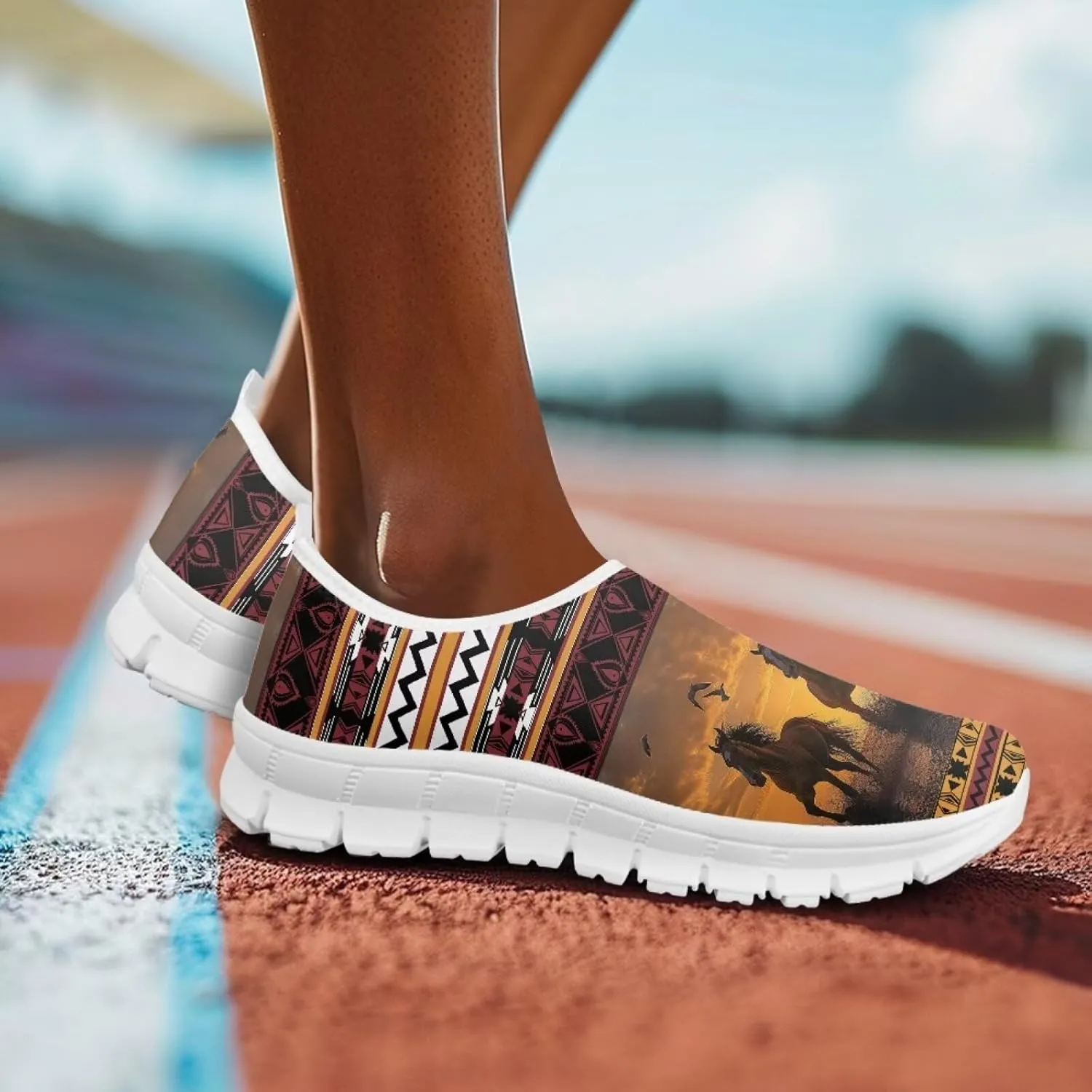 Aztec Tribal Print Women's Slip on Shoes Fashion Loafers Mens Walking Sneakers Low Top Casual Shoes Non Slip