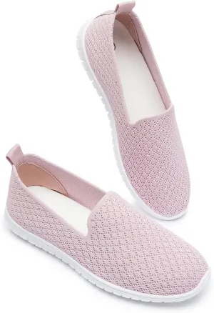 BABUDOG Women's Mesh Flats Shoes Breathable Slip on Shoes Casual Black and White Flats Comfortable Walking Shoes