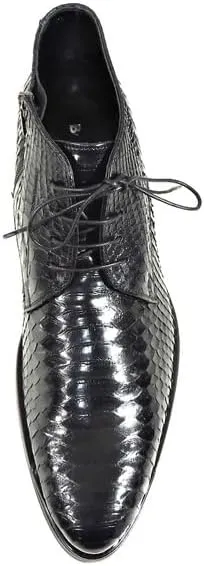 Baldinini Men's Special Pattern Leather Ankle Boots, Black, Lace-up/Zip Dress Bootie