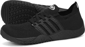 Barefoot Shoes Women Men Wide Toe Box Zero Drop Minimalist Sneakers Casual Breathable Walking Shoe Hiking Barefoot Footwear for Walking Running Camping Beach Grounding Sport A Black