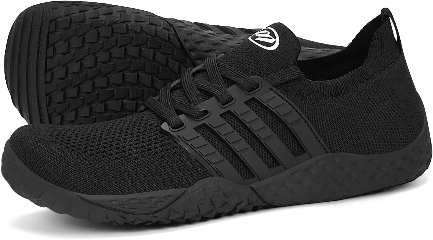 Barefoot Shoes Women Men Wide Toe Box Zero Drop Minimalist Sneakers Casual Breathable Walking Shoe Hiking Barefoot Footwear for Walking Running Camping Beach Grounding Sport A Black