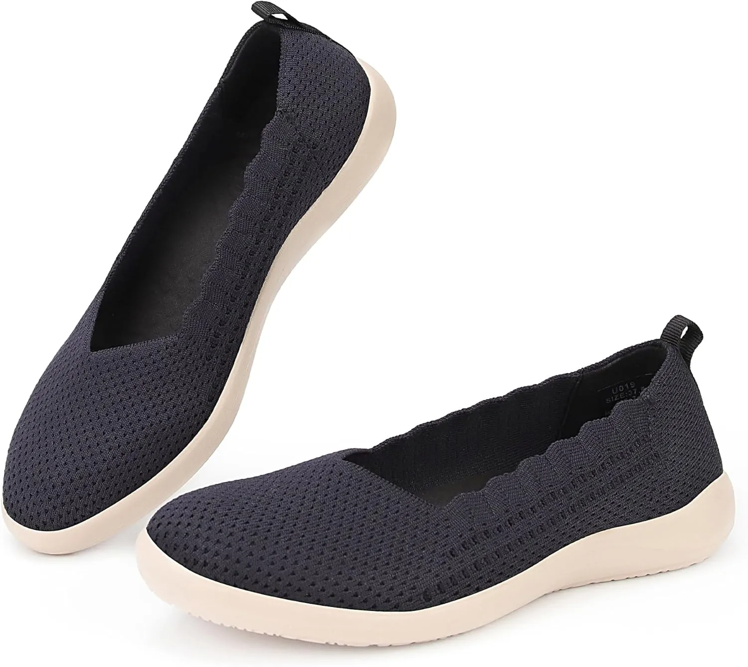 Bealin Womens Flats Round Toe Ballet Shoes Slip on Walking Shoes Comfort Dress Knit Low Wedge