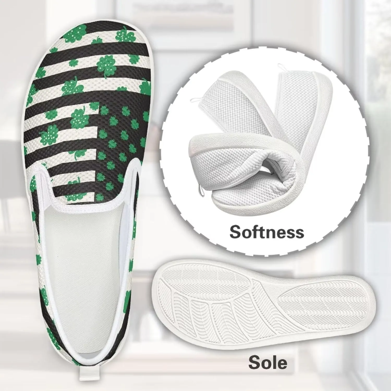 Binienty Women Casual Low Cut Flat Loafer Shoes Slip-On Mesh Sneakers with Rubber Outsole