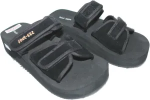 Black Unisex Diabetic & Pain-Relief Double Strap Adjustable Sandals (Mens