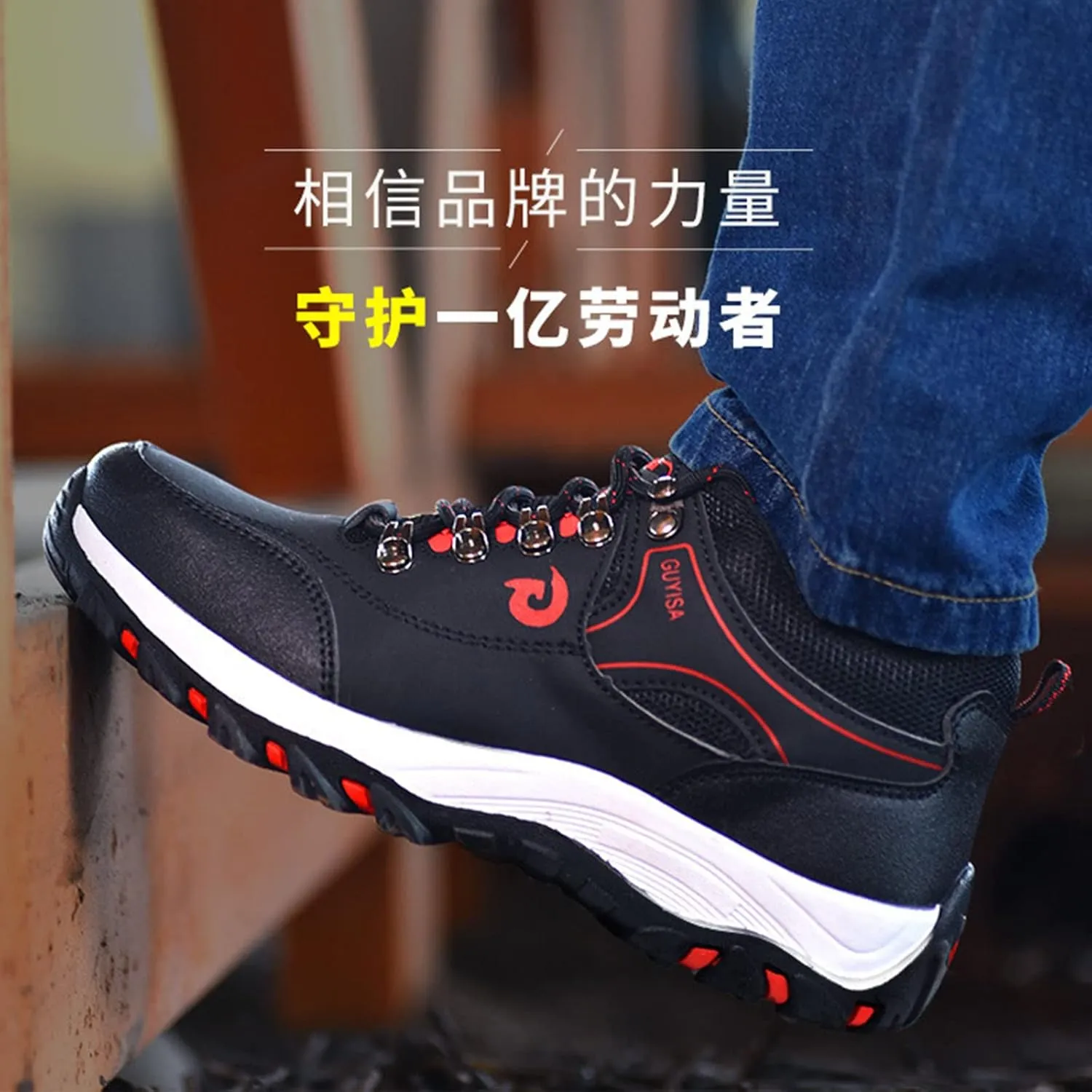 BlackeEight Men's Steel-Toe Safety Work Shoes,Arch Support Non-Slip Resistant Puncture Proof Industrial & Construction Sneakers