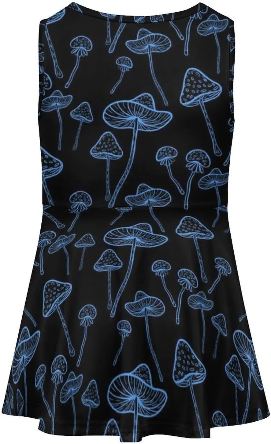Blue Glowing MushroomsGirls Summer Casual Sleeveless Dress