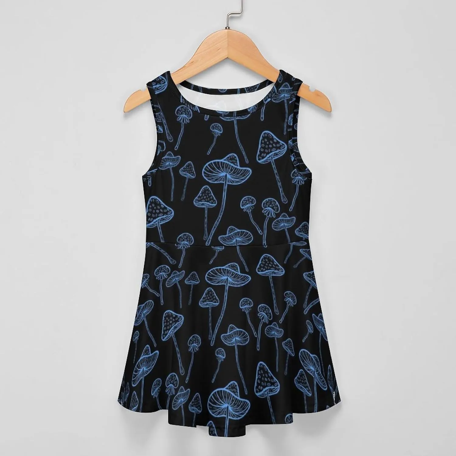 Blue Glowing MushroomsGirls Summer Casual Sleeveless Dress