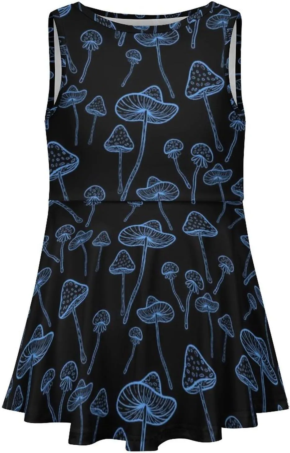 Blue Glowing MushroomsGirls Summer Casual Sleeveless Dress