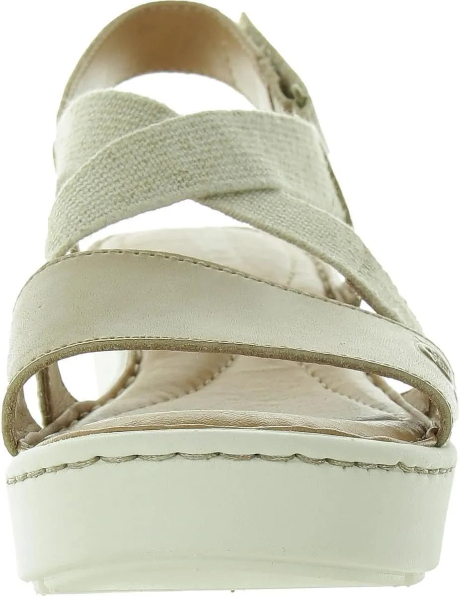 BORN Womens Stretch Leather Wedge Sandals