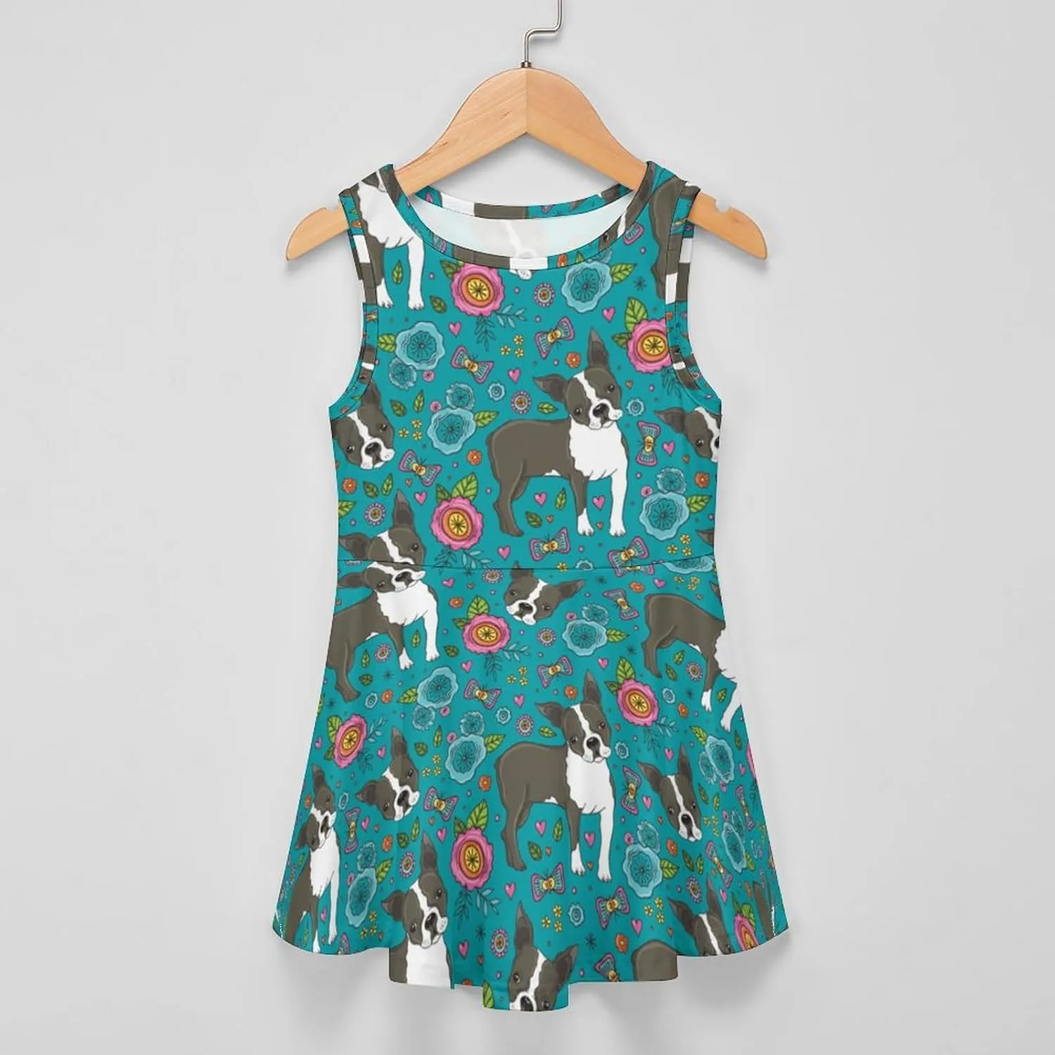Boston Terrier French BulldogGirls Summer Casual Sleeveless Dress