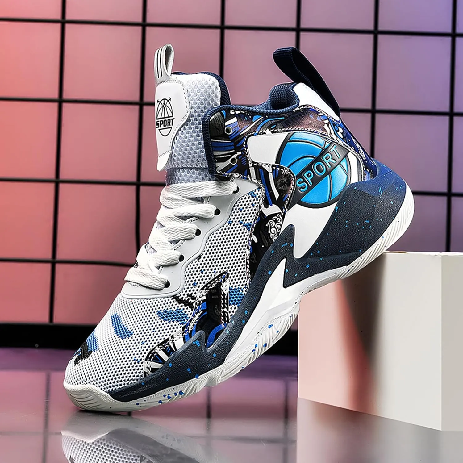 Boys Basketball Shoes Kids Basketball Sneakers Breathable Tennis Shoes for Boys Girls