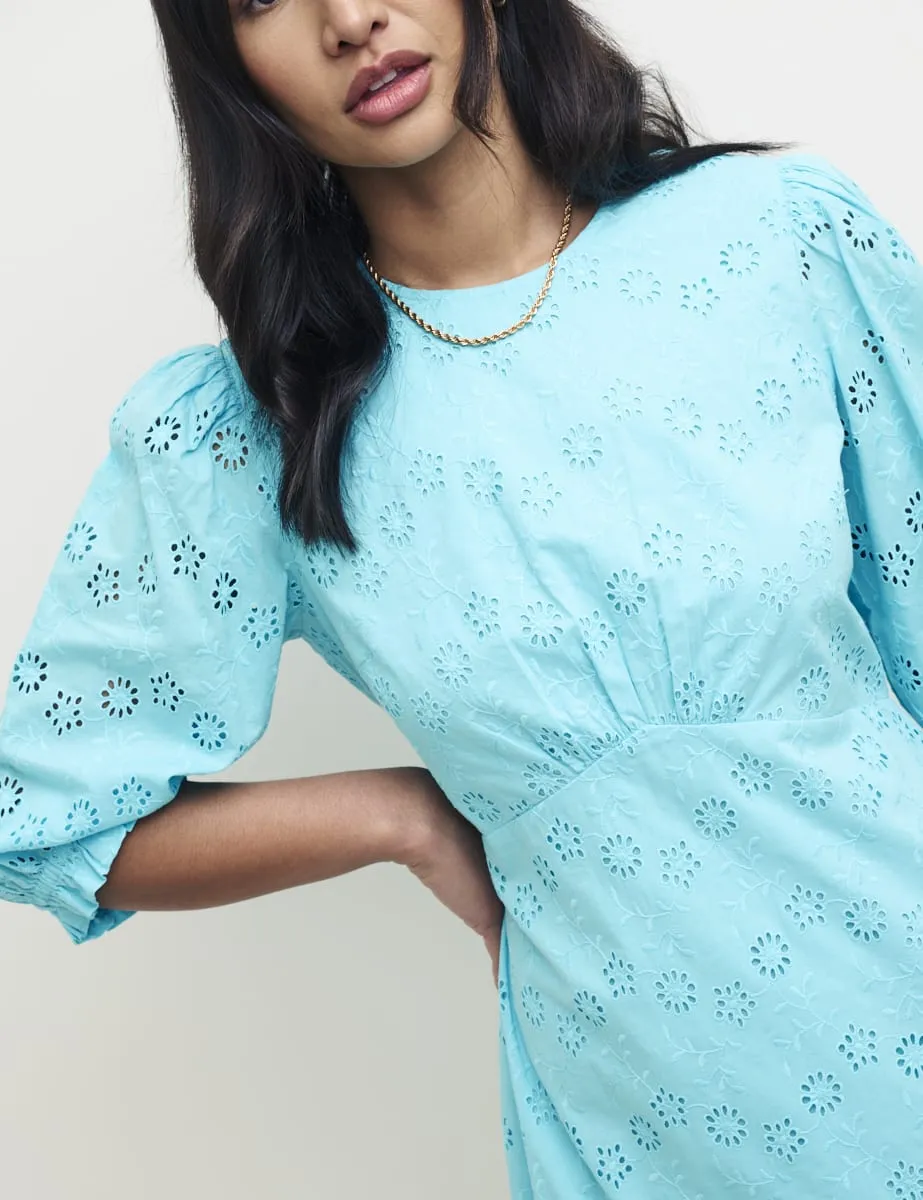 Bright Broderie Blue Serena Mini Dress