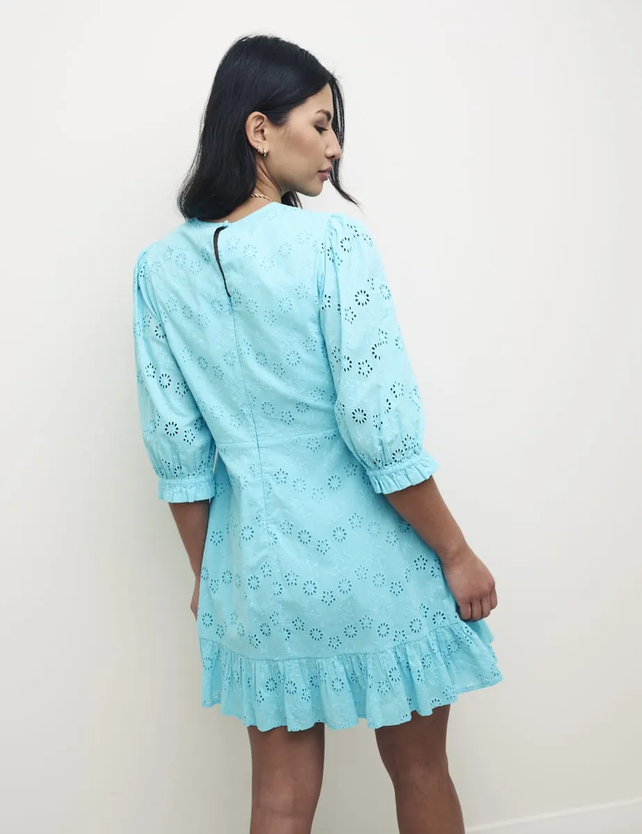 Bright Broderie Blue Serena Mini Dress
