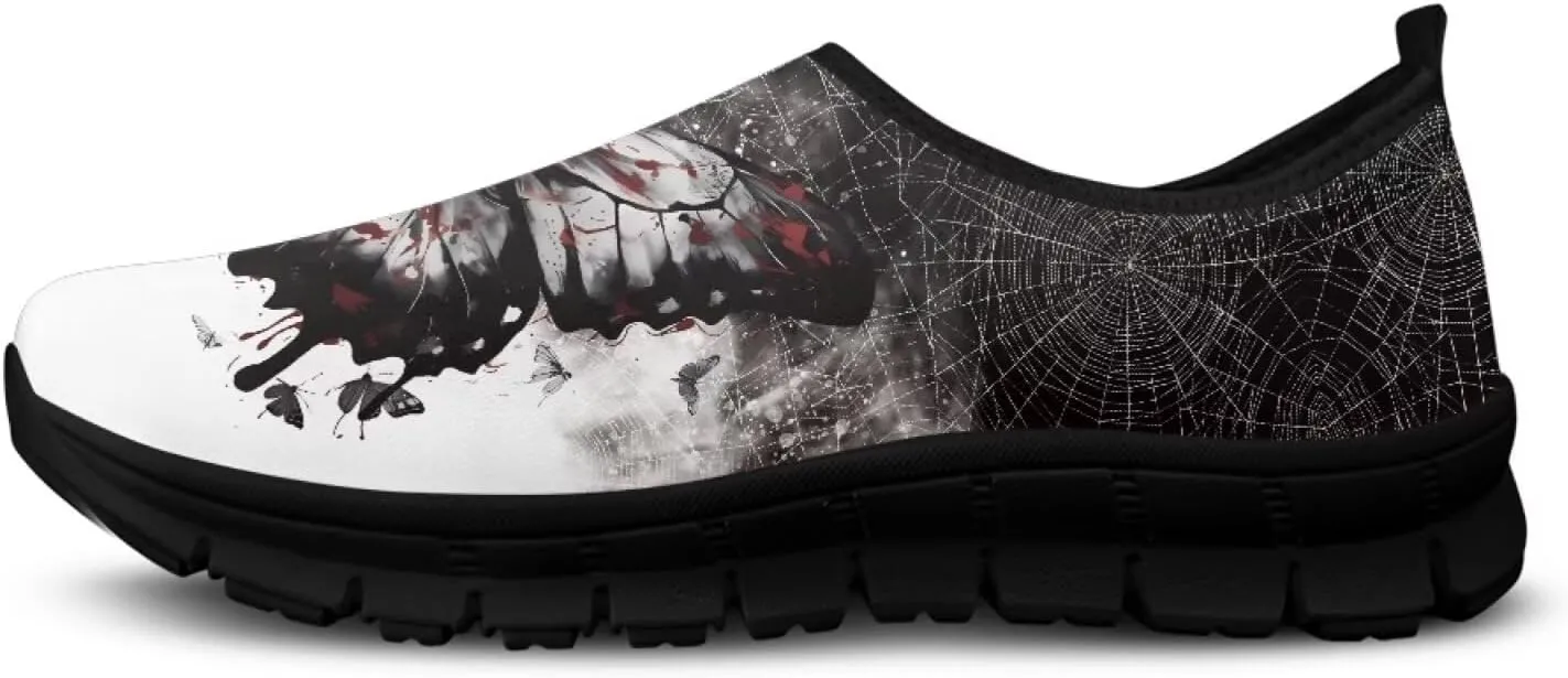 Butterfly Pattern Casual Shoes for Women Slip on Running Sneakers, Lightweight Loafers Sport Shoes
